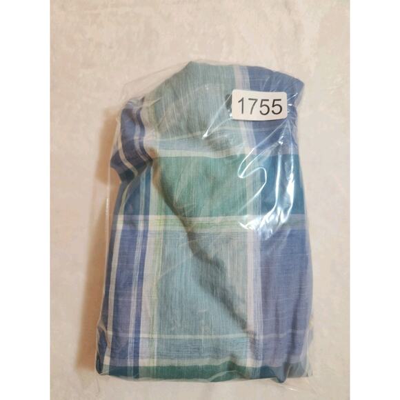 Perry Ellis Shirt Mens 3XLT XXXL Tall Blue Green Plaid 100% Cotton Short Sleeve - Picture 10 of 10